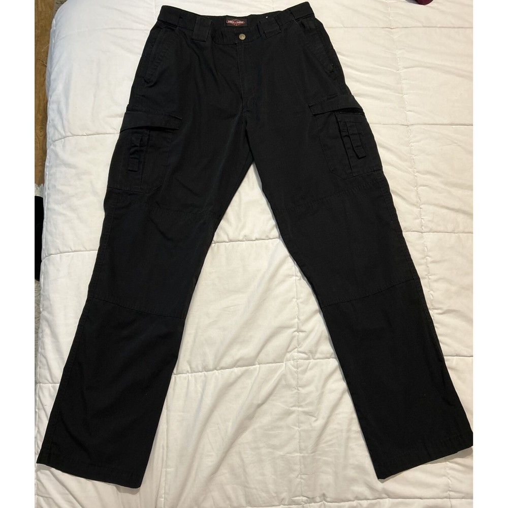 Tru-Spec Mens 24-7 Tactical Black Cargo Pants Reinforced Knee Sz 34x32 Adj Waist